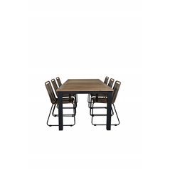 Panama - Table - 224/324*100 - svart Alu/Teak, Lindos Stacking Chair - Black Alu / Latte Rope_6