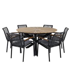 Mexico Table ø 140 - Black/Teak, Dallas Dining Chair_6