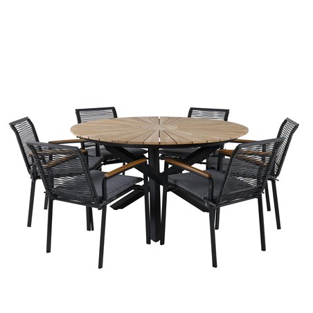 Mexico Table ø 140 - Black/Teak, Dallas Dining Chair_6