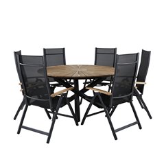 Mexico Table ø 140 - Black/Teak, Panama Light 5-pos Chair Black / Black and teak_6