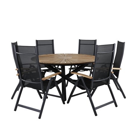 Mexico Table ø 140 - Black/Teak, Panama Light 5-pos Chair Black / Black and teak_6