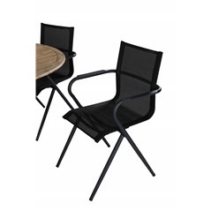 Cruz Dining table - Black Steel / Acacia (teak look) ø140cm, Alina Dining Chair - Black Alu / Black Textilene_6