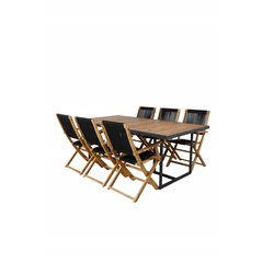 Khung Dining Table - Black Steel / Acacia (teklook) - 200*100cm+Peter foldable chair - rope / Acacia_6