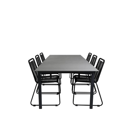 Levels Table 229/310 - Black/Grey, Lindos Stacking Chair - Black Alu / Black Rope_6