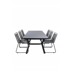 Virya Dining Table - Black Alu / Grey Glass - Big Table Lindos -tuoli