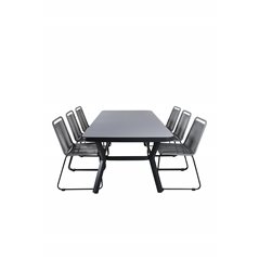 Virya Dining Table - Black Alu / Grey Glass - big table+Lindos Chair - Black/Grey_6