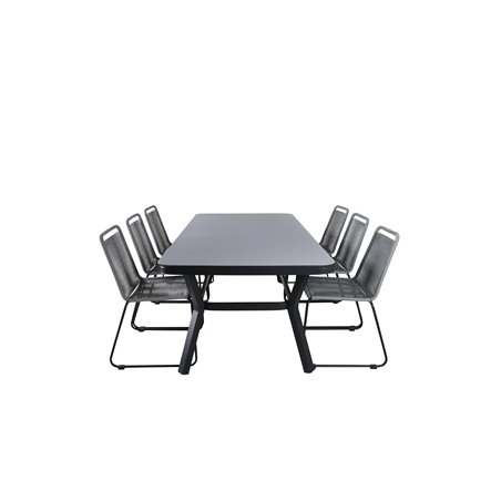 Virya Dining Table - Black Alu / Grey Glass - big table+Lindos Chair - Black/Grey_6