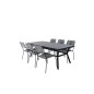 Virya Dining Table - Black Alu / Grey Glass Big Table+Lindos Armchair - Black Alu / Grey Rope