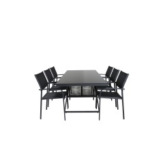 Dallas Dining Table+Santorini Arm Chair (Stackable) - Black alu / Black Textilene_6