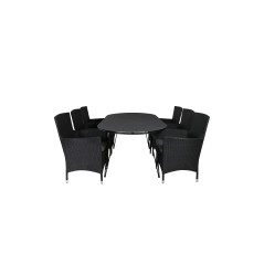 Viga Dining Table - Black Steel / Grey Spray glass - 200*100cm, Malin Armchair - Black/Grey_6