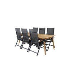 Julian Dining Table - Acasia - 210*100cm, Panama Light 5-pos-tuoli Black/Black ja Tek_6