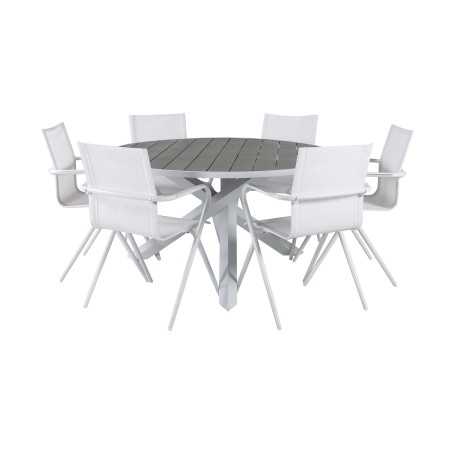 Parma Table ø 140 - White/Grey, Alina Dining Chair - white Alu / White Textilene_6