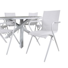 Parma Table ø 140 - White/Grey, Alina Dining Chair - white Alu / White Textilene_6