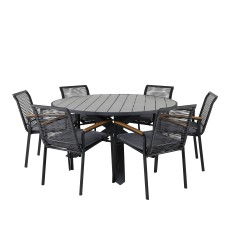 Parma - Table ø 140 - Black Alu /Grey Aintwood, Dallas Dining Chair_6