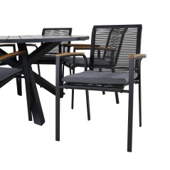 Parma - Table ø 140 - Black Alu /Grey Aintwood, Dallas Dining Chair_6