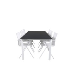 Santorini matbord 200*100 vit alu / grå glas, Alina Dining Chair - white Alu / White Textilene_6