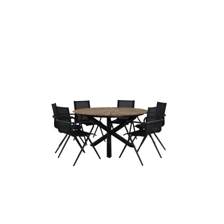 Mexico Table ø 140 - Black/Teak, Alina Dining Chair - Black Alu / Black Textilene_6