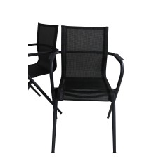 Mexico Table ø 140 - Black/Teak, Alina Dining Chair - Black Alu / Black Textilene_6