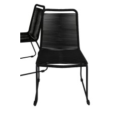 Mexico Table ø 140 - Black/Teak, Lindos Stacking Chair - Black Alu / Black Rope_6