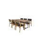 Khung Spisebord - Sort Stål / Acacia (teklook) - 200 * 100cm + Venice Stackingchair - Teak / Sort tekstilene_6