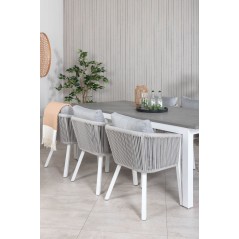 Albany Table - 224/324 - White/GreyVirya Dining Chair - White Alu / Grey cushion _6