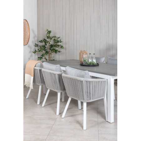 Albany Table - 224/324 - White/GreyVirya Dining Chair - White Alu / Grey Cushion