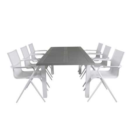 Albany Table - 160/240 - White/GreyAlina Dining Chair - white Alu / White Textilene_6