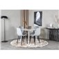 Plaza Round Table 100 cm - White top / White Legs, Polar Diamond Dining Chair - Black Legs - Grey Velvet_4