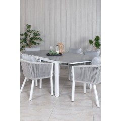 Levels Table 160/240 - White/GreyVirya Dining Chair - White Alu / Grey cushion _6
