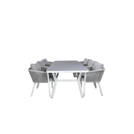Virya Spisebord - Hvid Alu / Grå Glas - stort bord + Virya Spisestuestol - Hvid Alu / Grå pude _6