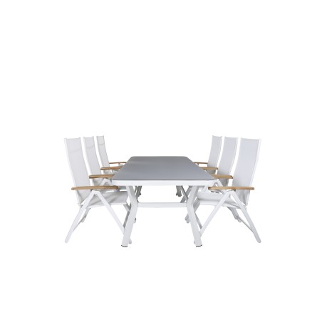 Virya Dining Table - White Alu / Grey Glass - Big Table Panama Light 5-pos Valkoinen/valkoinen