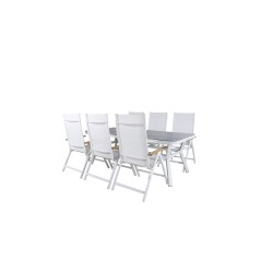 Virya Dining Table - White Alu / Grey Glass - Big Table Panama Light 5-pos Valkoinen/valkoinen