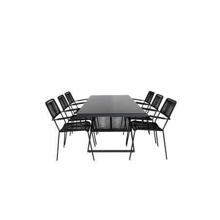 Dallas Dining Table+Lindos Armchair: Black Alu / Black Rope