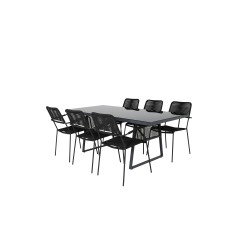 Dallas Dining Table+Lindos Armchair: Black Alu / Black Rope