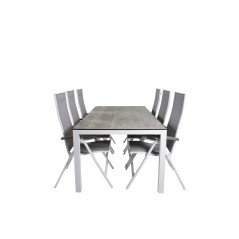 Llama Dining Table 205*100 - White Alu / Grey HPL, Albany Light 5-pos white alu / Grey Textilene_6