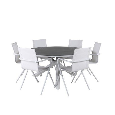 Copacabana Table ø 140 - White/Grey, Alina Dining Chair - white Alu / White Textilene_6