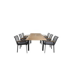 Panama Table 152/210 - Black/Teak, Dallas Dining Chair_6