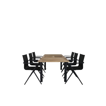 Panama Table 152/210 - Black/Teak, Alina Dining Chair - Black Alu / Black Textilene_6