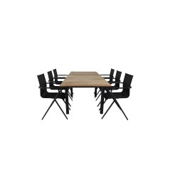 Mexico Table 160/240*90 - Black/Teak, Alina Dining Chair - Black Alu / Black Textilene_6
