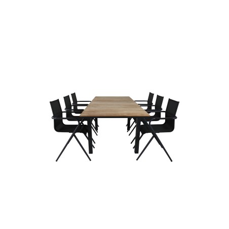 Mexico Table 160/240*90 - Black/Teak, Alina Dining Chair - Black Alu / Black Textilene_6