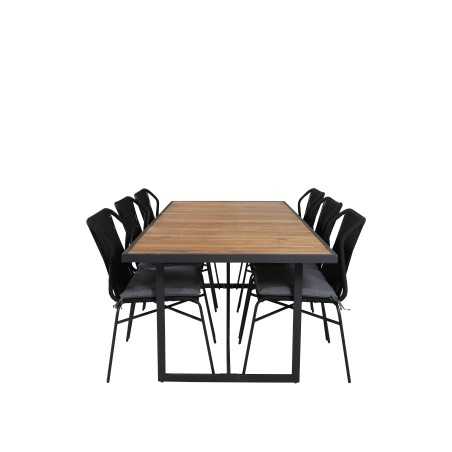 Khung illallinen Table - Black Steel / Acacia (teklook) - 200*100cm+Julian Black Steel / Black Rope (pinottavissa) 6 6