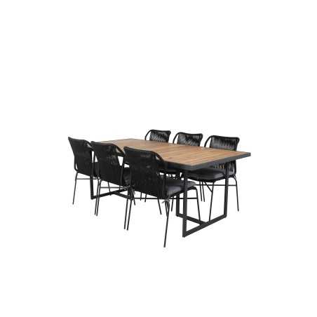 Khung illallinen Table - Black Steel / Acacia (teklook) - 200*100cm+Julian Black Steel / Black Rope (pinottavissa) 6 6