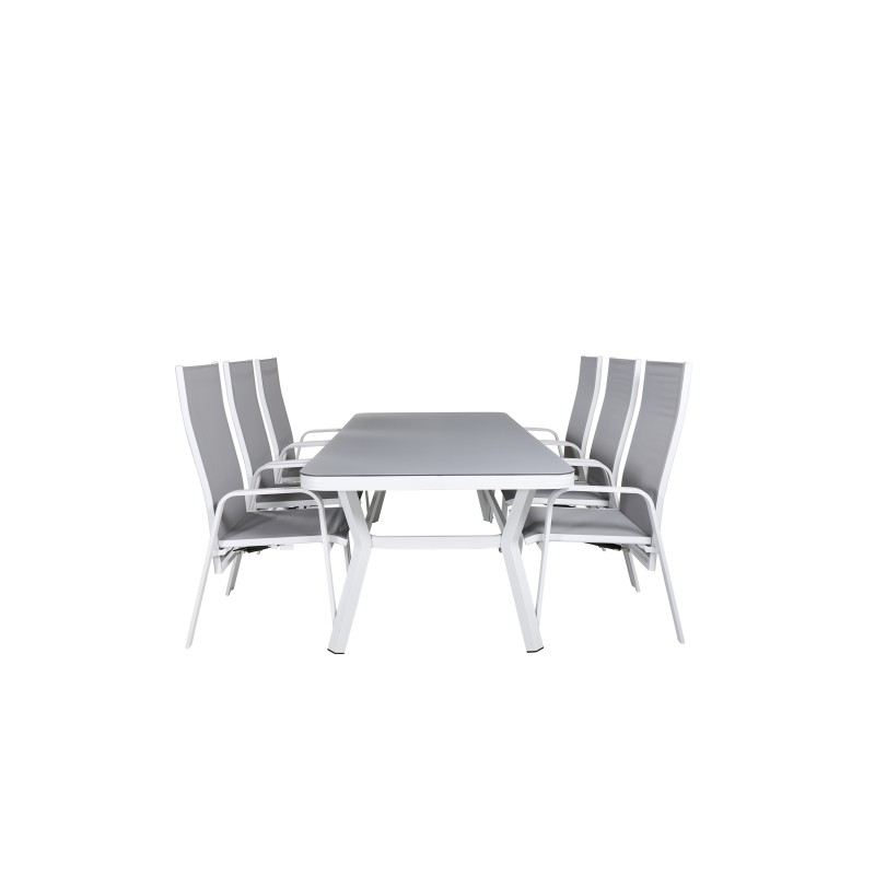 Virya Dining Table - White Alu / Grey Glass Big Table+Copacabana Valkoinen/Grey_6