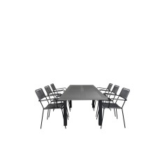 Albany Table - 152/210 - Black/Grey+Lindos Armchair - Black Alu / Grey Rope_6