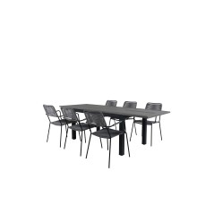 Albany Table - 152/210 - Black/Grey+Lindos Armchair - Black Alu / Grey Rope_6