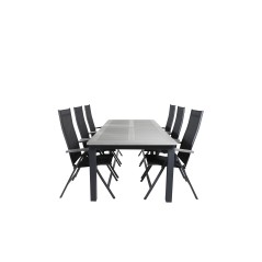 Albany Table - 224/324 - Black/Grey, Albany Light 5-pos - black / Black textilene and grey teak_6