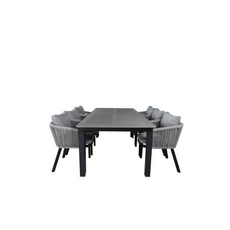 Albany Table - 224/324 - Black/Grey, Virya Dining Chair - BLACK Alu / Grey cushion _6