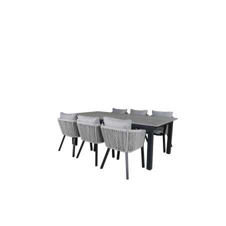 Albany Table - 224/324 - Black/Grey Virya Dining Tuoli K Alu / Grey Cushion