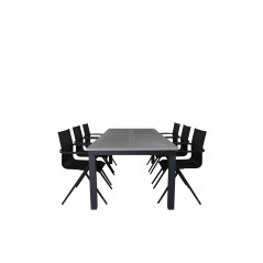 Albany Table - 224/324 Black/Grey, Alina Dining Chair - Black Alu/Black Textilene