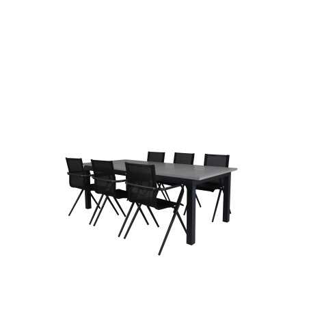 Albany Table - 224/324 Black/Grey, Alina Dining Chair - Black Alu/Black Textilene